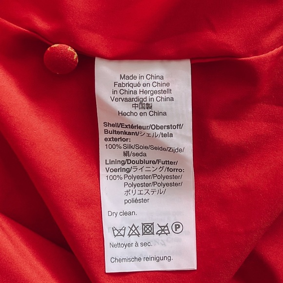 🚫Sold🚫 Dress Midi Wrap Floral Silk Puff Sleeve Red NWOT - Picture 9 of 9